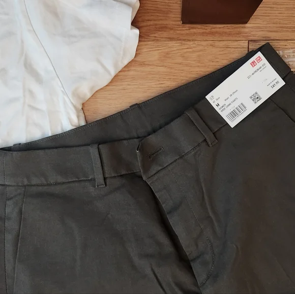 Uniqlo Women's Wide Chino Pants Olive NWT - Picture 4 of 8
